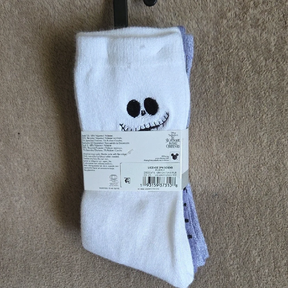 Bundle of 3 Pairs Disney The Nightmare Before Christmas Blue Boot Socks